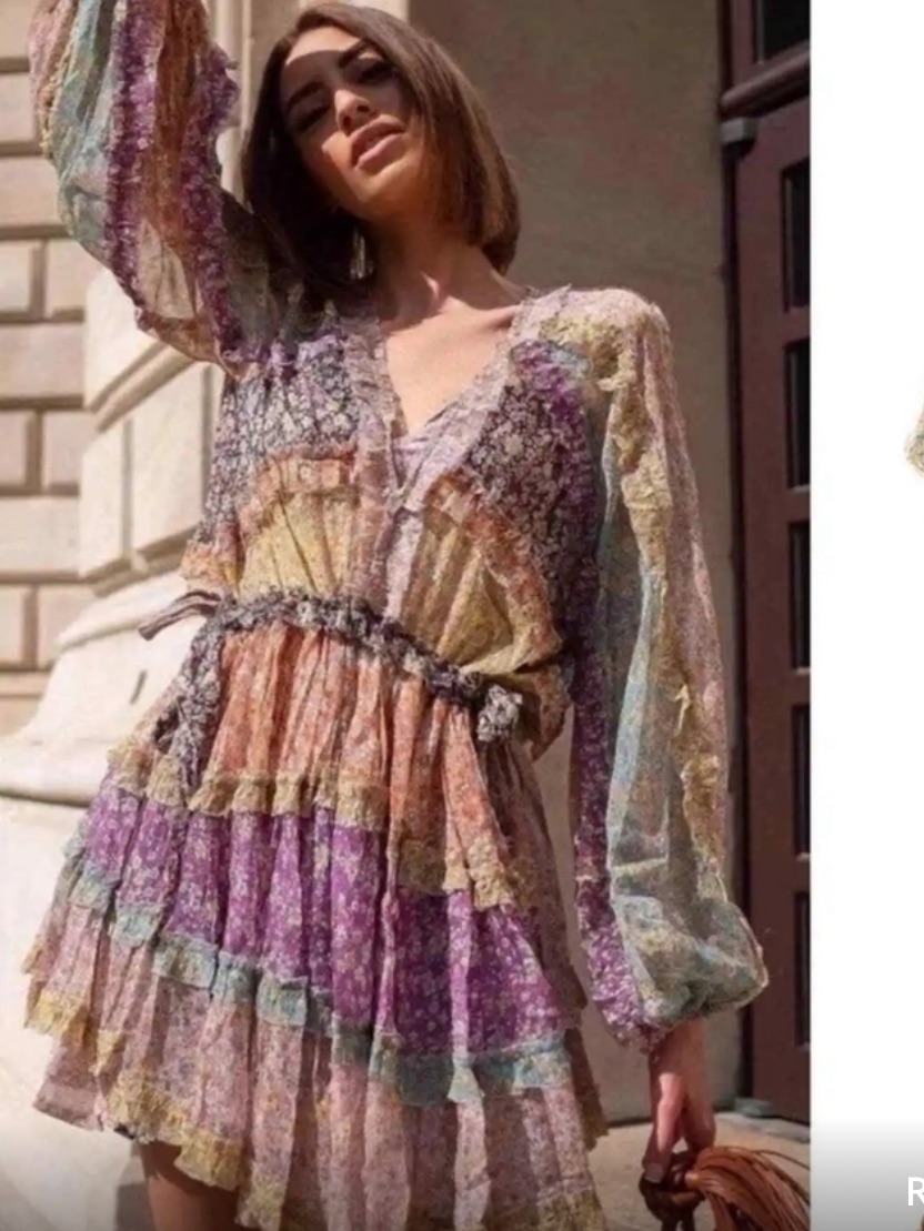 Zimmermann Multicolor Pastel Tiered Ruffle Mini Dress